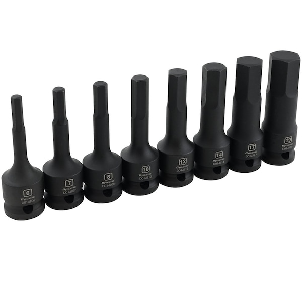 Tools 1/2" Drive 8 Piece Metric Hex Head Bit Impact Socket Set